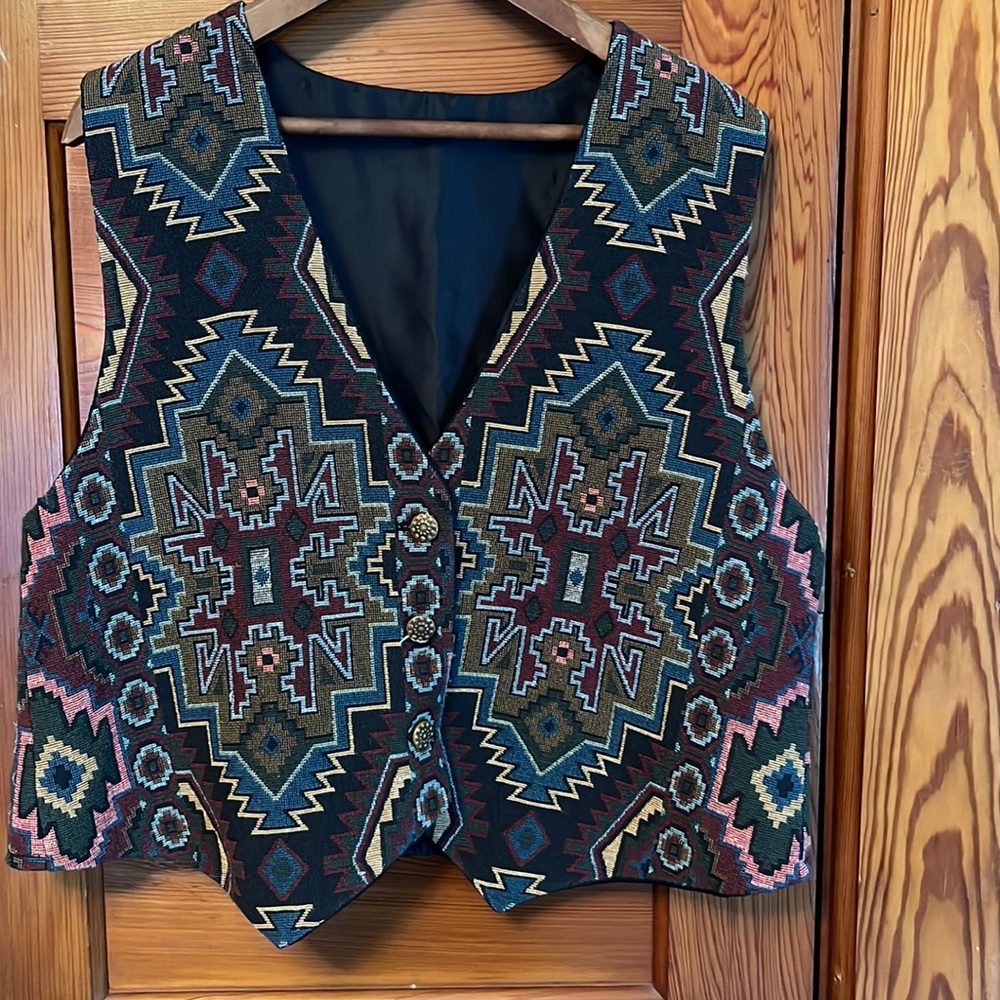 Southwestern Tapestry Vest Large Lined